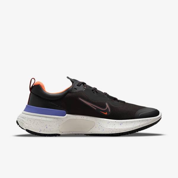 Nike React Miler 2 Shield Weatherised Road Men's Running Shoes Black / Orange / Indigo | NK093VTF