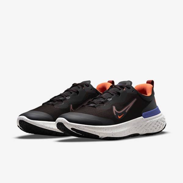 Nike React Miler 2 Shield Weatherised Road Men's Running Shoes Black / Orange / Indigo | NK093VTF