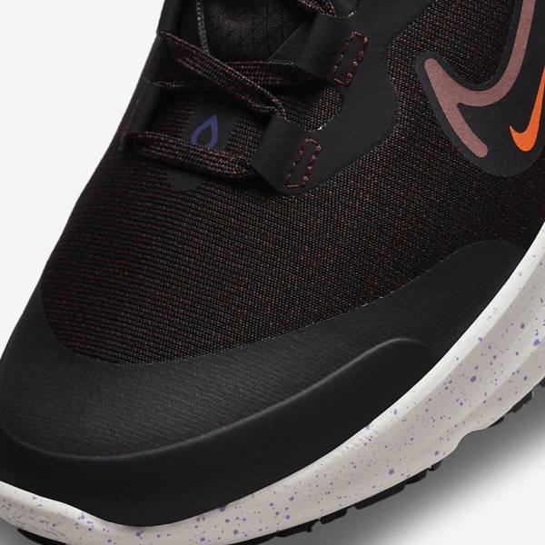 Nike React Miler 2 Shield Weatherised Road Men's Running Shoes Black / Orange / Indigo | NK093VTF