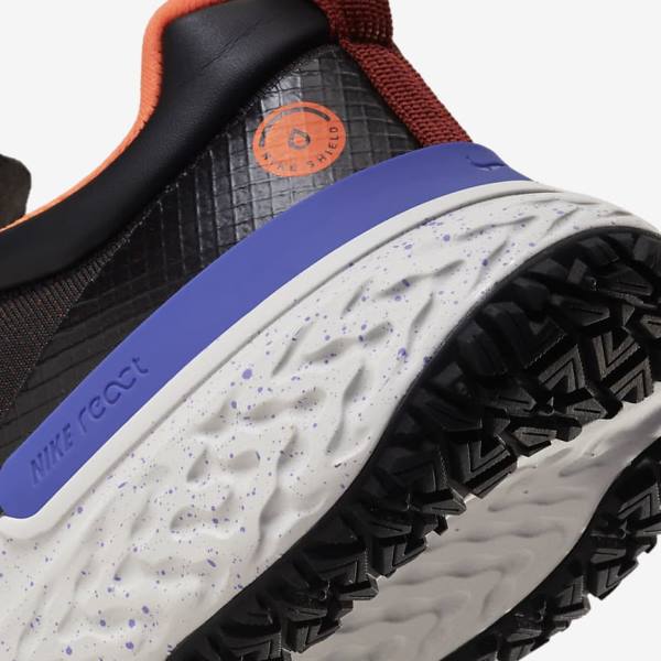 Nike React Miler 2 Shield Weatherised Road Men's Running Shoes Black / Orange / Indigo | NK093VTF