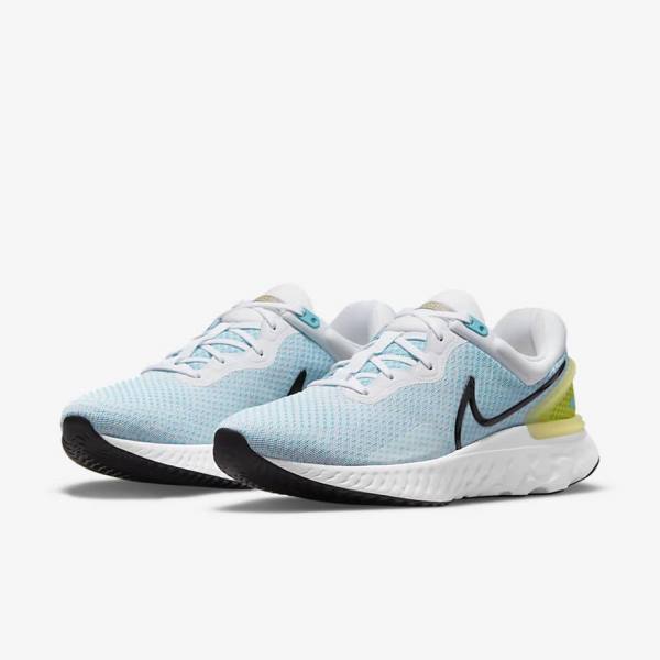 Nike React Miler 3 Road Men's Running Shoes White / Blue / Black | NK352BPR