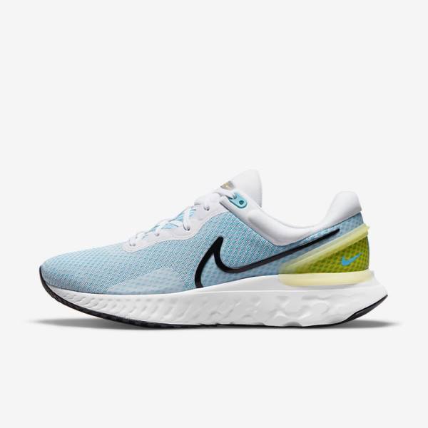 Nike React Miler 3 Road Men\'s Running Shoes White / Blue / Black | NK352BPR