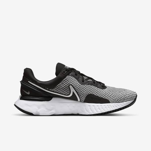 Nike React Miler 3 Road Men's Running Shoes White / Black / Metal Silver | NK491RES