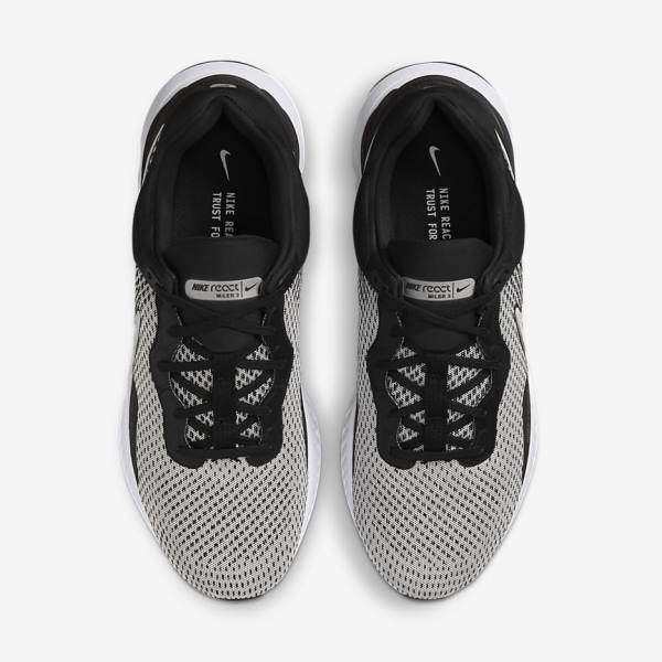 Nike React Miler 3 Road Men's Running Shoes White / Black / Metal Silver | NK491RES