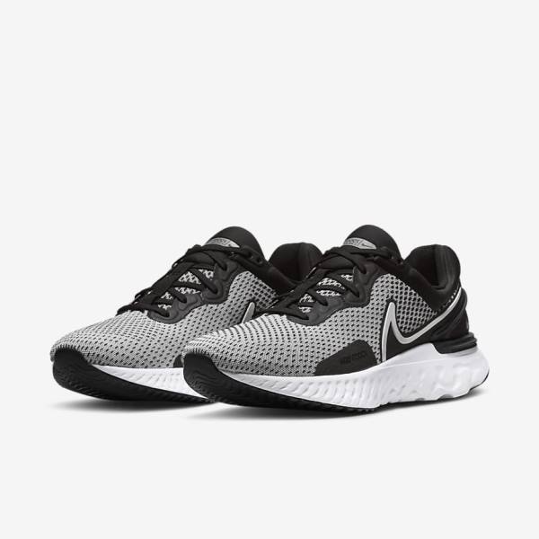 Nike React Miler 3 Road Men's Running Shoes White / Black / Metal Silver | NK491RES