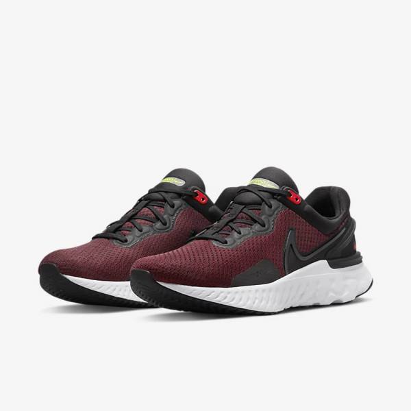 Nike React Miler 3 Road Men's Running Shoes Black / Red / White | NK530DJR