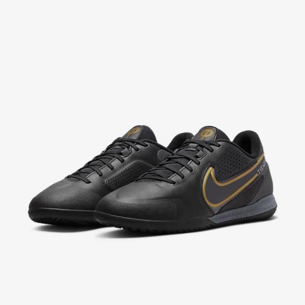 Nike React Tiempo Legend 9 Pro IC Indoor-Court Women's Football Shoes Black / Dark Grey / Metal Gold / Metal Dark Grey | NK062ZFJ