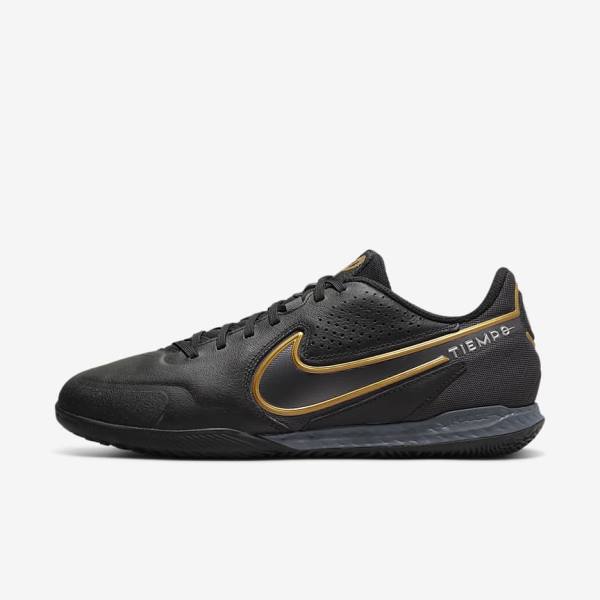 Nike React Tiempo Legend 9 Pro IC Indoor-Court Women\'s Football Shoes Black / Dark Grey / Metal Gold / Metal Dark Grey | NK062ZFJ