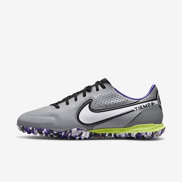 Nike React Tiempo Legend 9 Pro TF Turf Men\'s Football Shoes Light Grey / White | NK092QUB