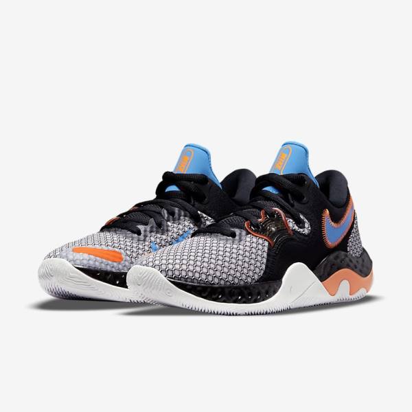 Nike Renew Elevate 2 Men's Basketball Shoes Black / White / Orange / Light Blue | NK970JKW