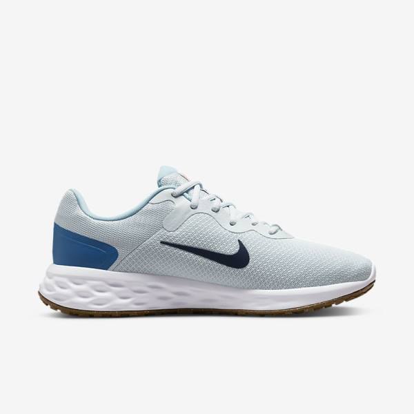 Nike Revolution 6 (Extra Wide) Men's Running Shoes Platinum / Dark Blue / Blue | NK721POF