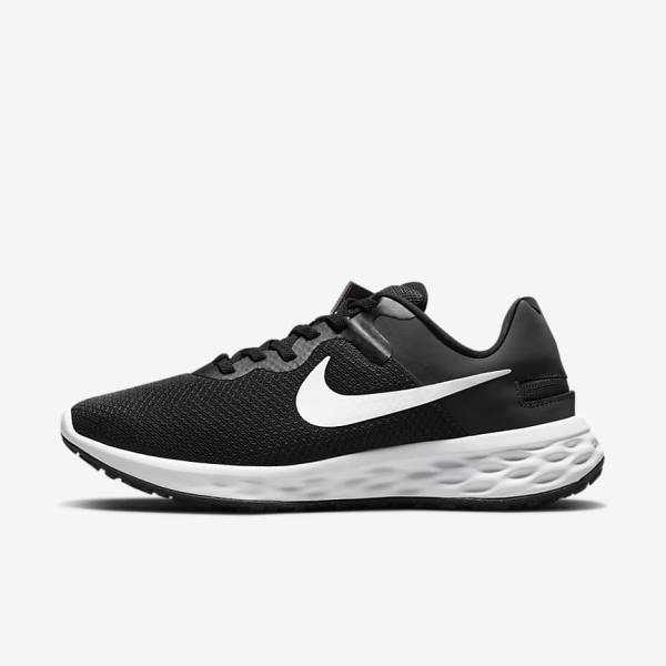 Nike Revolution 6 FlyEase Next Nature Easy On-Off Road Women\'s Running Shoes Black / Dark Grey / White | NK124ZKQ