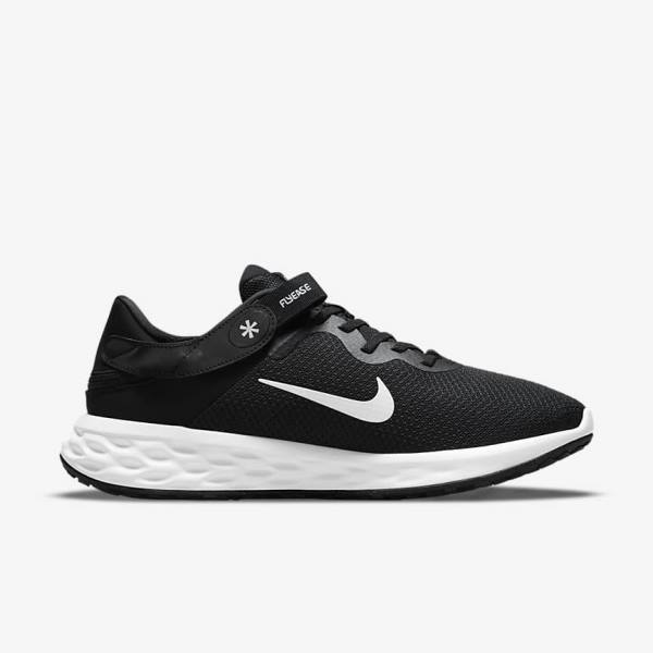 Nike Revolution 6 FlyEase Next Nature Easy-On-And-Off Road (Extra Wide) Men's Running Shoes Black / Grey / White | NK190DFY