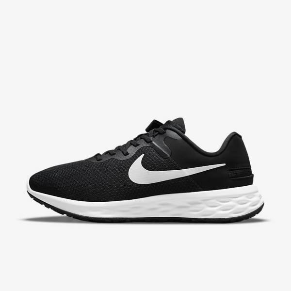 Nike Revolution 6 FlyEase Next Nature Easy-On-And-Off Road (Extra Wide) Men\'s Running Shoes Black / Grey / White | NK190DFY