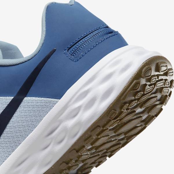 Nike Revolution 6 FlyEase Next Nature Easy-On-And-Off Road (Extra Wide) Men's Running Shoes Platinum / Dark Blue / Blue | NK283JBF