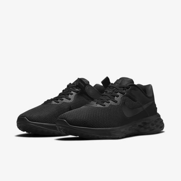 Nike Revolution 6 FlyEase Next Nature Easy-On-And-Off Road (Extra Wide) Men's Running Shoes Black / Dark Grey | NK289CJB