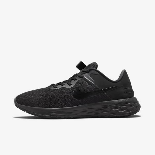 Nike Revolution 6 FlyEase Next Nature Easy-On-And-Off Road (Extra Wide) Men\'s Running Shoes Black / Dark Grey | NK289CJB