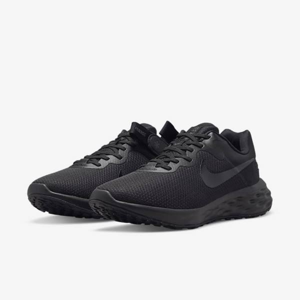 Nike Revolution 6 FlyEase Next Nature Easy On-Off Road Men's Running Shoes Black / Dark Grey | NK318AMR