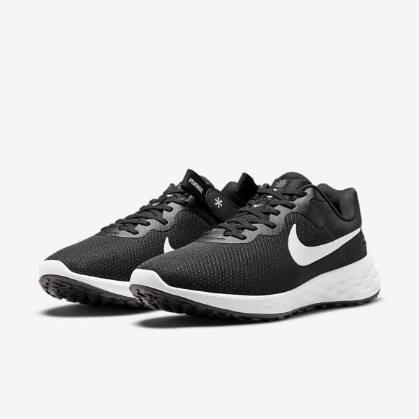 Nike Revolution 6 FlyEase Next Nature Easy On-Off Road Men's Running Shoes Black / Grey / White | NK519TKJ