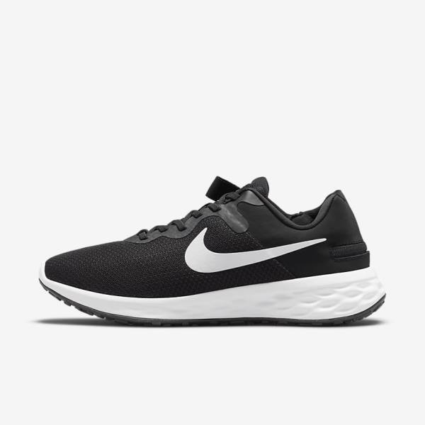 Nike Revolution 6 FlyEase Next Nature Easy On-Off Road Men\'s Running Shoes Black / Grey / White | NK519TKJ