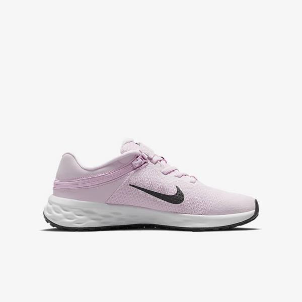 Nike Revolution 6 FlyEase Older Easy On-Off Road Kids' Running Shoes Pink / Black | NK137HGW