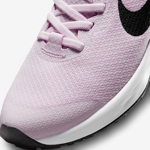 Nike Revolution 6 FlyEase Older Easy On-Off Road Kids' Running Shoes Pink / Black | NK137HGW