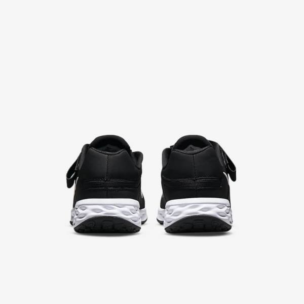 Nike Revolution 6 FlyEase Older Easy On-Off Road Kids' Running Shoes Black / Dark Grey / White | NK167QVJ