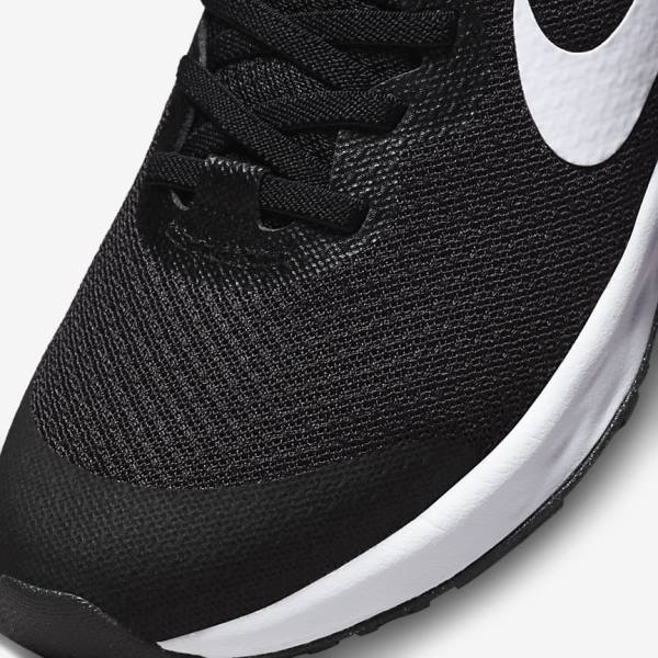 Nike Revolution 6 FlyEase Older Easy On-Off Road Kids' Running Shoes Black / Dark Grey / White | NK167QVJ