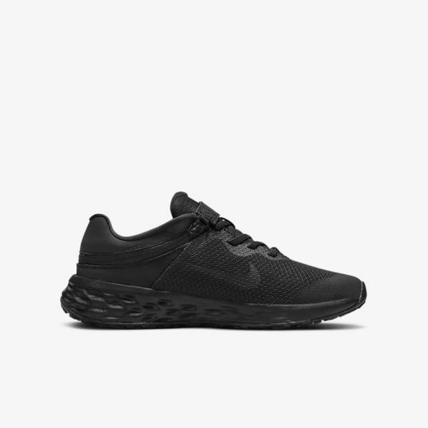 Nike Revolution 6 FlyEase Older Easy On-Off Road Kids' Running Shoes Black / Dark Grey | NK637ODR