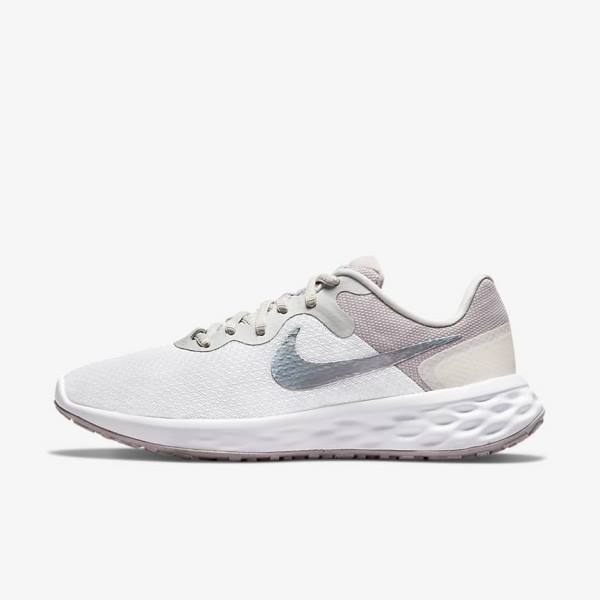 Nike Revolution 6 Next Nature Premium Road Women\'s Running Shoes White / Grey | NK695XUJ