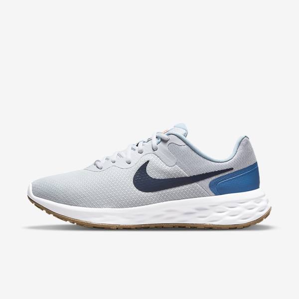 Nike Revolution 6 Next Nature Road Men's Running Shoes Platinum / Dark Blue / Blue | NK319LWR