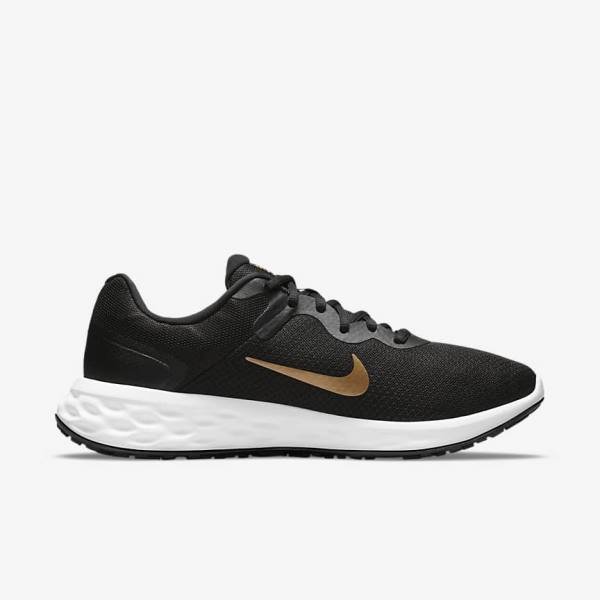 Nike Revolution 6 Next Nature Road Men's Running Shoes Black / White / Metal Gold | NK421NFH