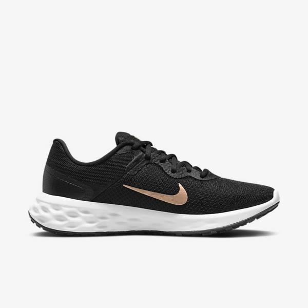 Nike Revolution 6 Next Nature Road Women's Running Shoes Black / White / Metal Copper | NK679JBS