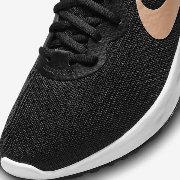 Nike Revolution 6 Next Nature Road Women's Running Shoes Black / White / Metal Copper | NK679JBS