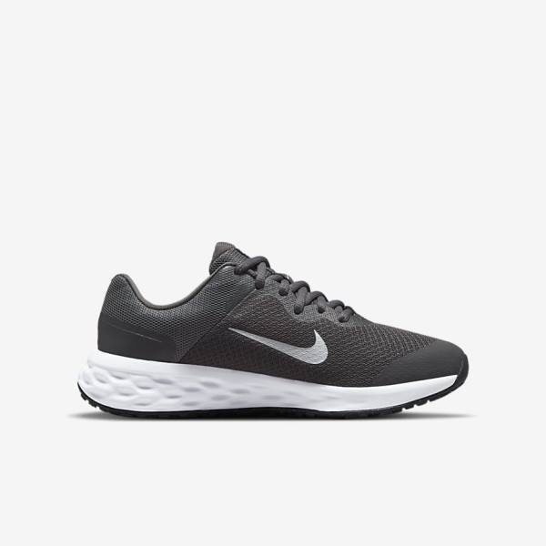 Nike Revolution 6 Older Road Kids' Running Shoes Grey / White | NK046XKZ