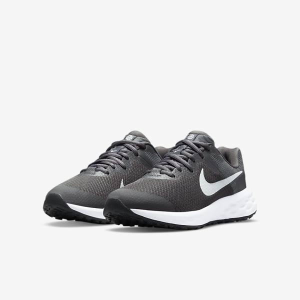 Nike Revolution 6 Older Road Kids' Running Shoes Grey / White | NK046XKZ