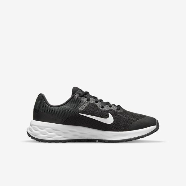 Nike Revolution 6 Older Road Kids' Running Shoes Black / Dark Grey / White | NK296YXB