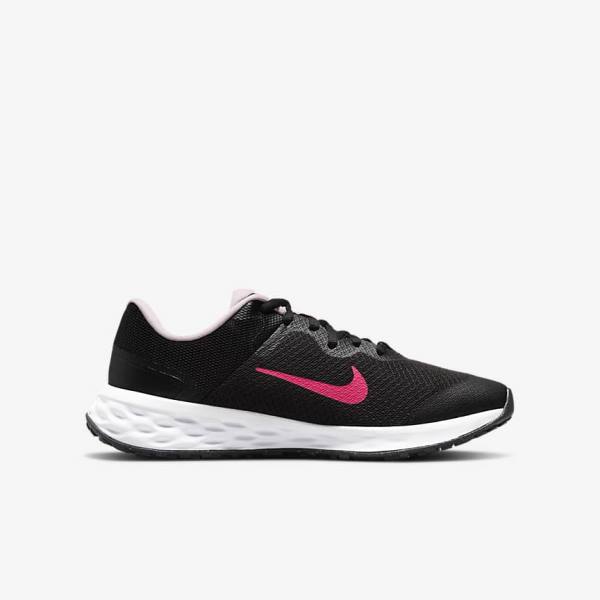 Nike Revolution 6 Older Road Kids' Running Shoes Black / Pink | NK402VPZ