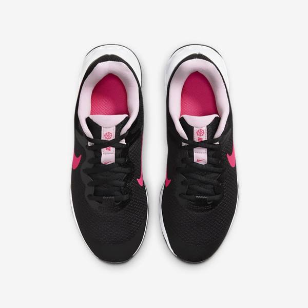 Nike Revolution 6 Older Road Kids' Running Shoes Black / Pink | NK402VPZ