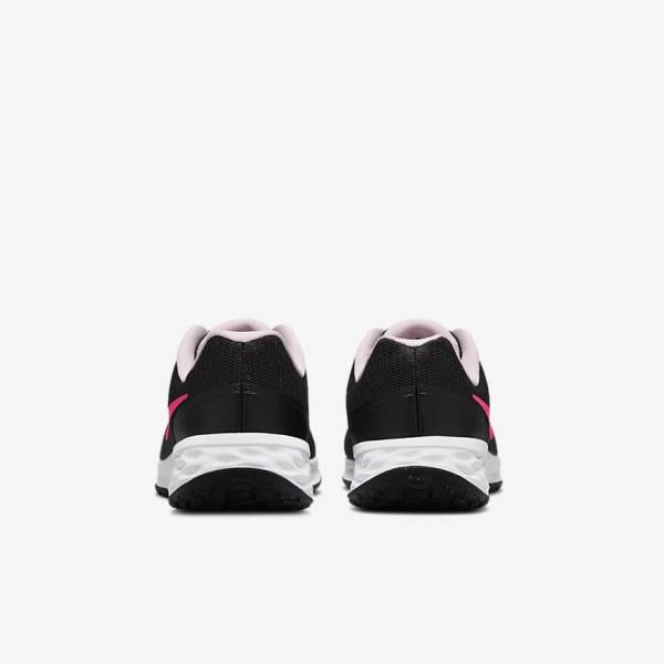 Nike Revolution 6 Older Road Kids' Running Shoes Black / Pink | NK402VPZ