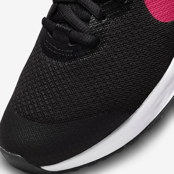 Nike Revolution 6 Older Road Kids' Running Shoes Black / Pink | NK402VPZ