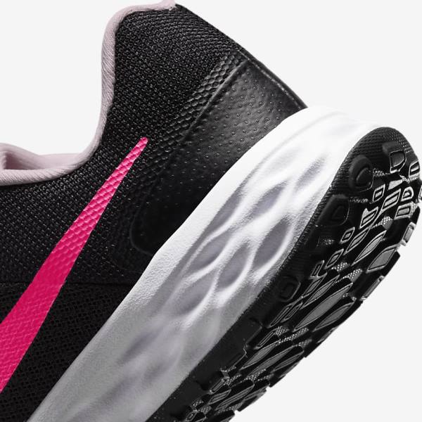 Nike Revolution 6 Older Road Kids' Running Shoes Black / Pink | NK402VPZ