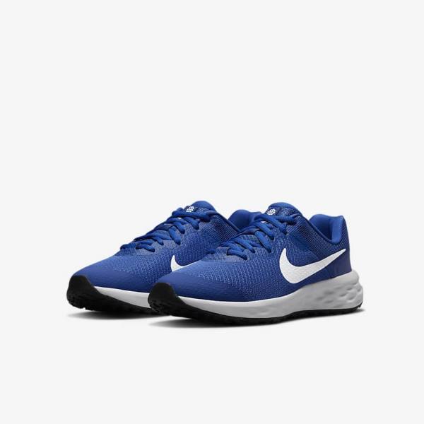 Nike Revolution 6 Older Road Kids' Running Shoes Royal / Black / White | NK540VMZ