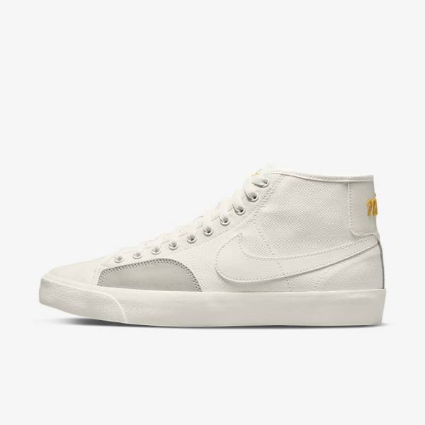 Nike SB BLZR Court Mid Premium Men\'s Skate Shoes White | NK051CEB