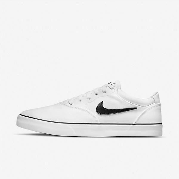 Nike SB Chron 2 Canvas Men\'s Skate Shoes White / Black | NK407NGJ