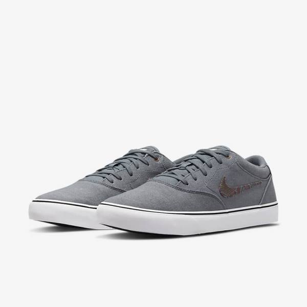 Nike SB Chron 2 Canvas Premium Men's Skate Shoes Grey / White | NK345FCK