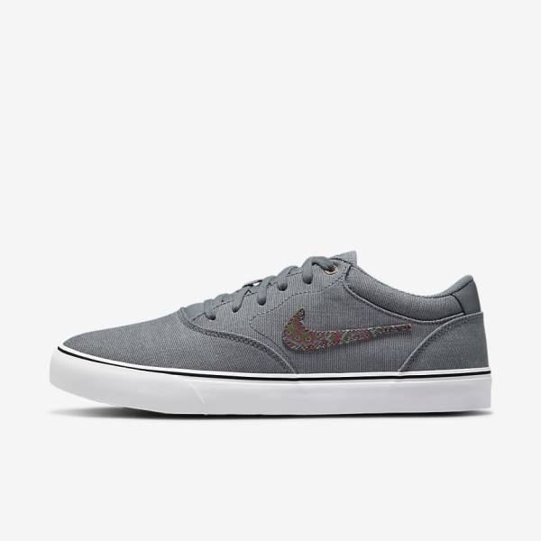 Nike SB Chron 2 Canvas Premium Men\'s Skate Shoes Grey / White | NK345FCK