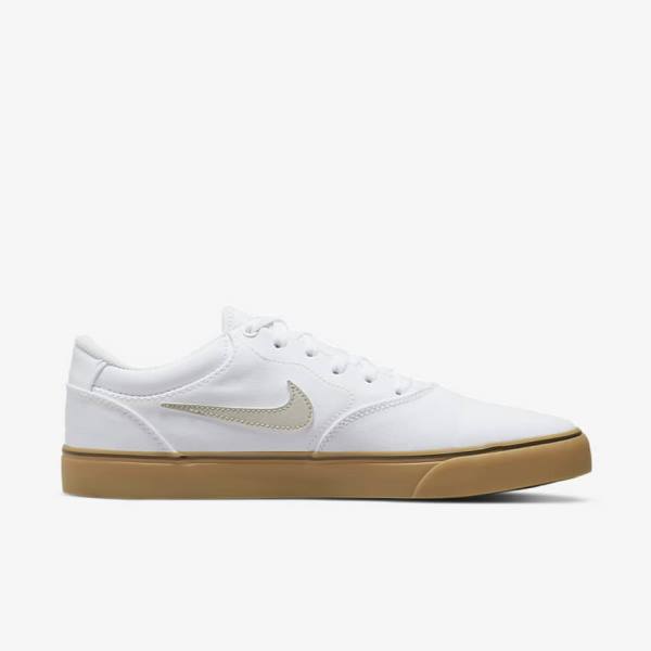 Nike SB Chron 2 Canvas Women's Skate Shoes White / Light Brown / Light Beige | NK879MKH