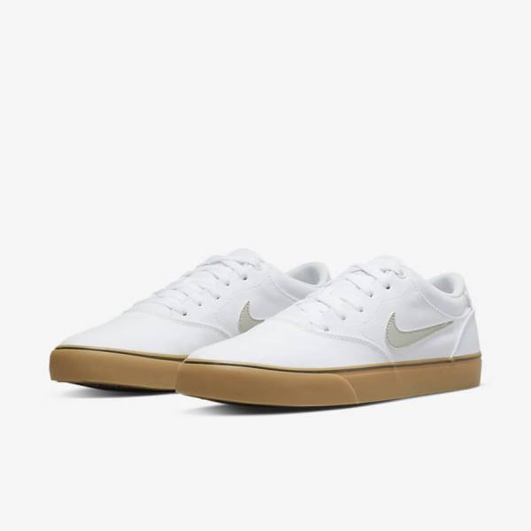 Nike SB Chron 2 Canvas Women's Skate Shoes White / Light Brown / Light Beige | NK879MKH