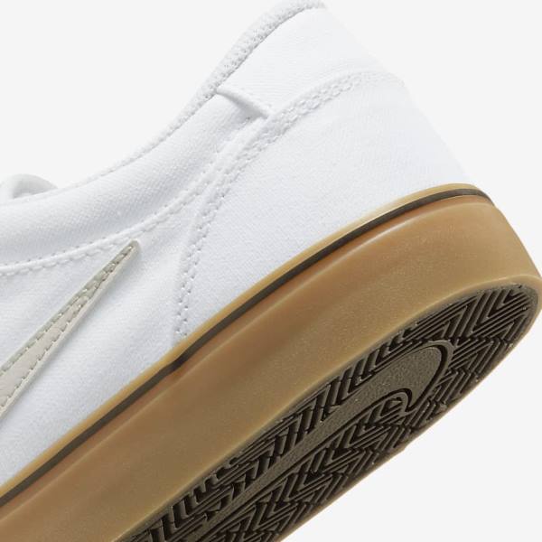 Nike SB Chron 2 Canvas Women's Skate Shoes White / Light Brown / Light Beige | NK879MKH